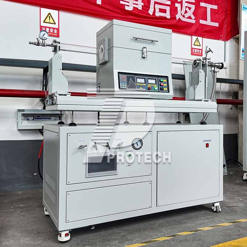 Operation method for processing water-containing materials in a tube furnace